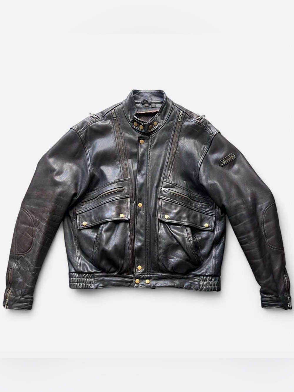 Vintage Hein Gericke black leather cafe moto jacket Size: 46 (M/L)